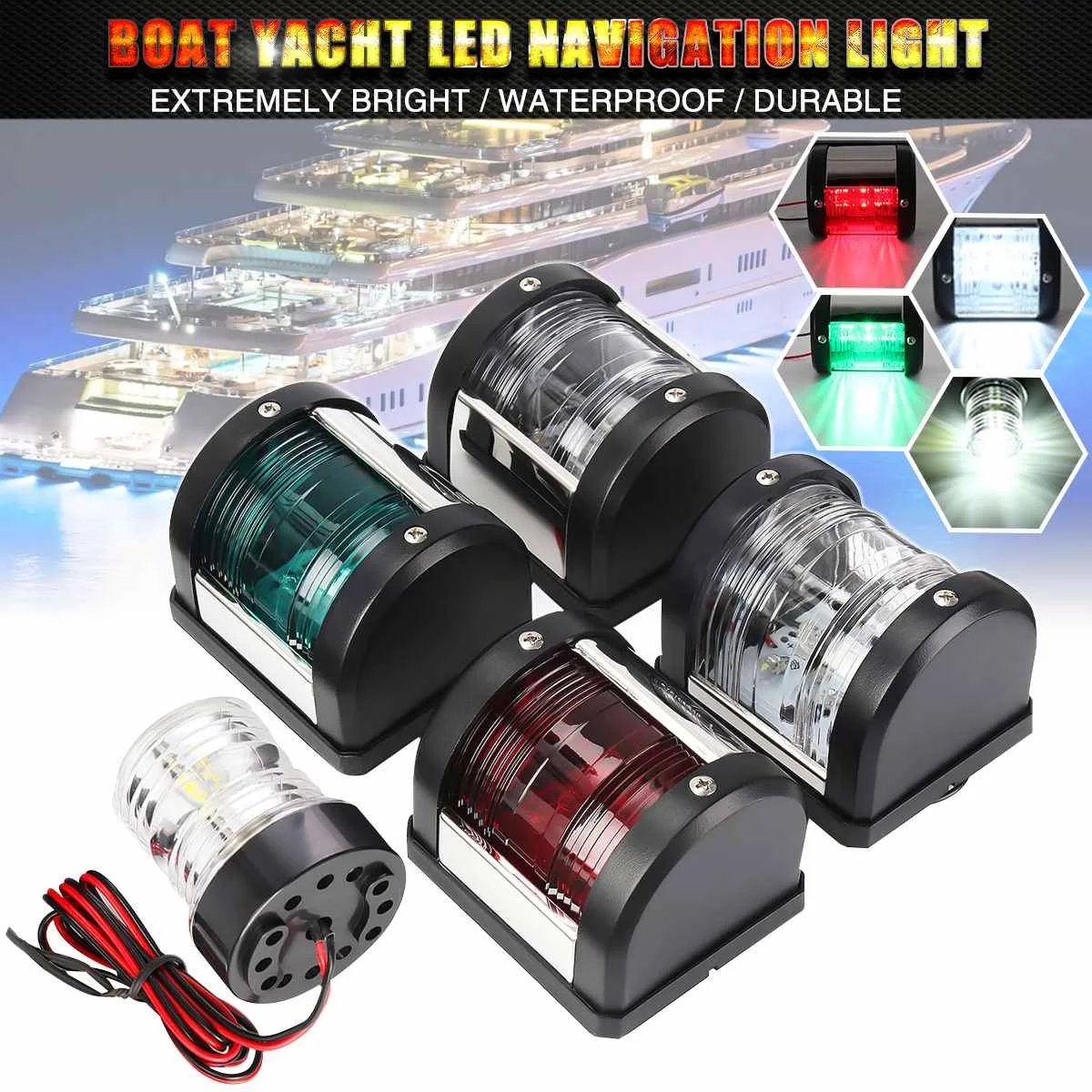

5PCS Waterproof Marine Boat Yacht Light Navigation Anchor Light 360 Degree All Round Boat Light 12V LED Navigation Light