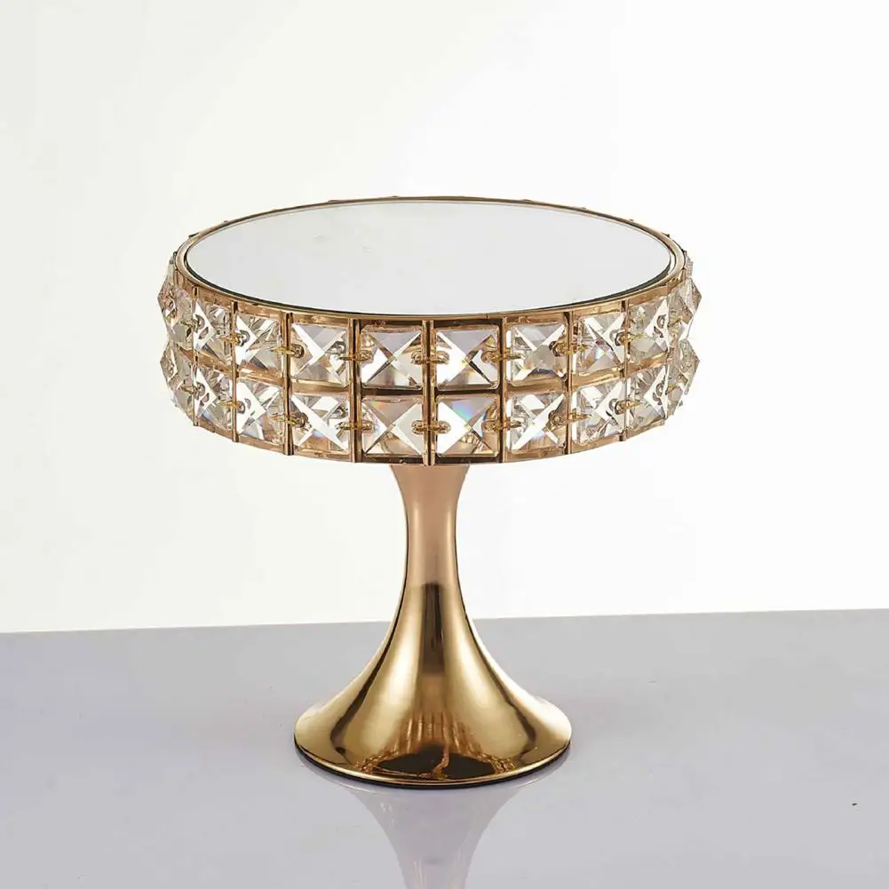 

Luxury Faux Crystal Dessert Display Stand Ornament with Pedestal Strong Cake Display Table Mirror Surface for Wedding