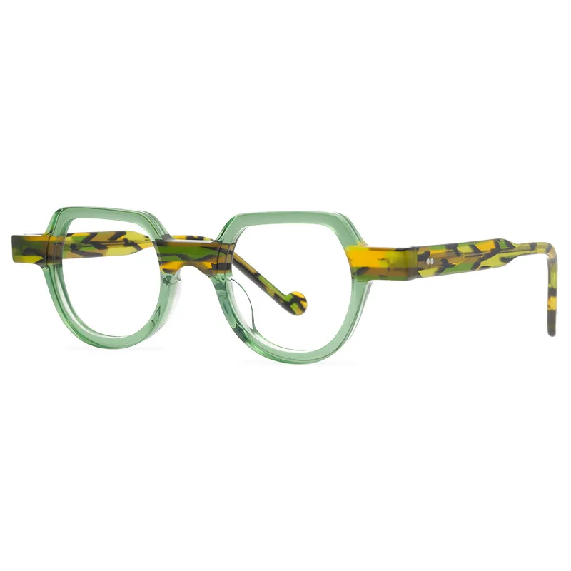 

Hand-made Fashional Avant-garde Color Stitching Acetate Glasses Frame Optical Polygonal Eyeglasss for Men and Women