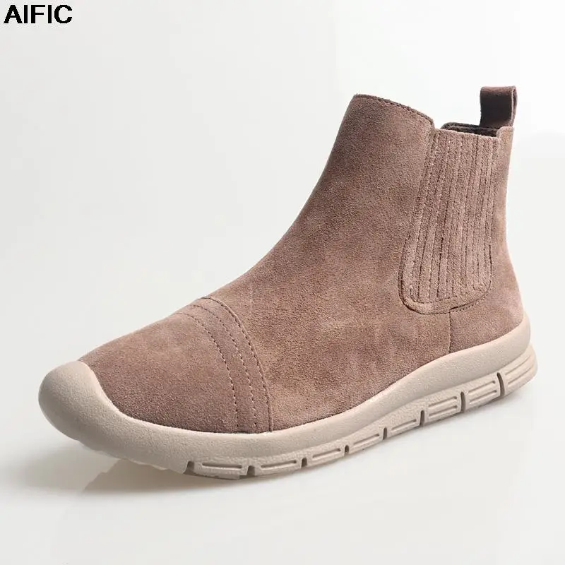 

Демисезонные женские ботильоны из натуральной кожи на резиновой подошве, повседневные Ботинки Martin, обувь из нубука, женские ботинки челси