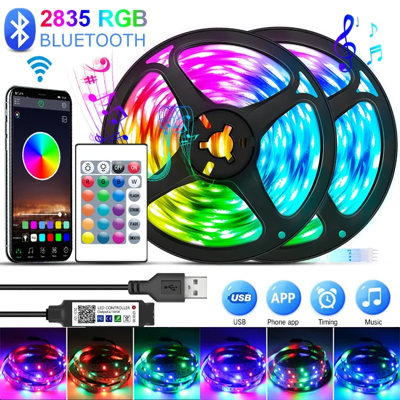 USB-лента Светодиодная гибкая с поддержкой Bluetooth 5 В