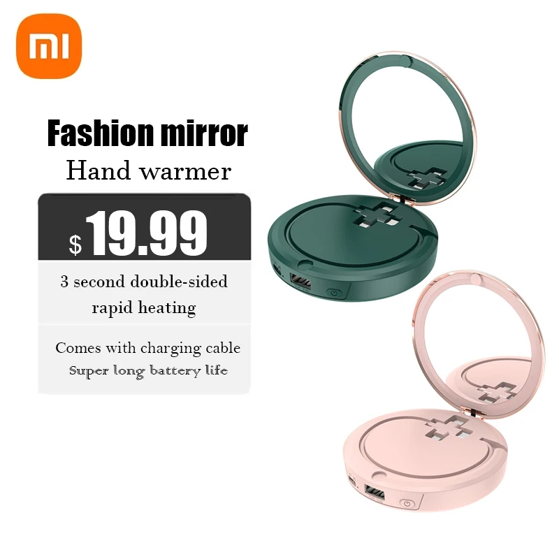 

Xiamo Youpin New Mirror Hand Warmer Three-in-one Retro Multifunctional Hand Warmer With Makeup Mirror Power Bank With USB Cable