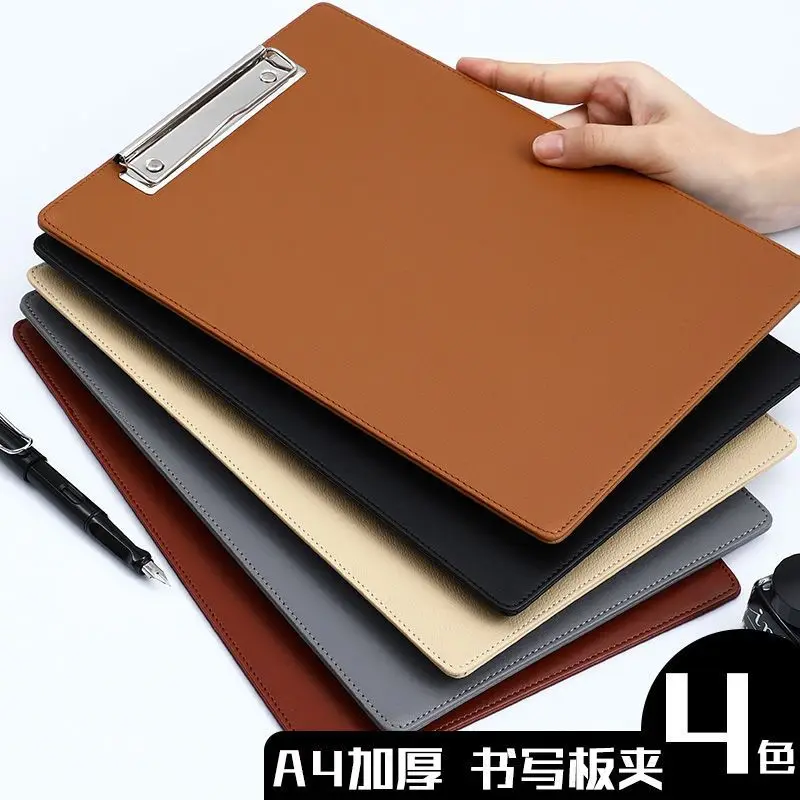A4 clipboard leather porta documentos retro brown thickened meeting record folder test paper folder student storage folder