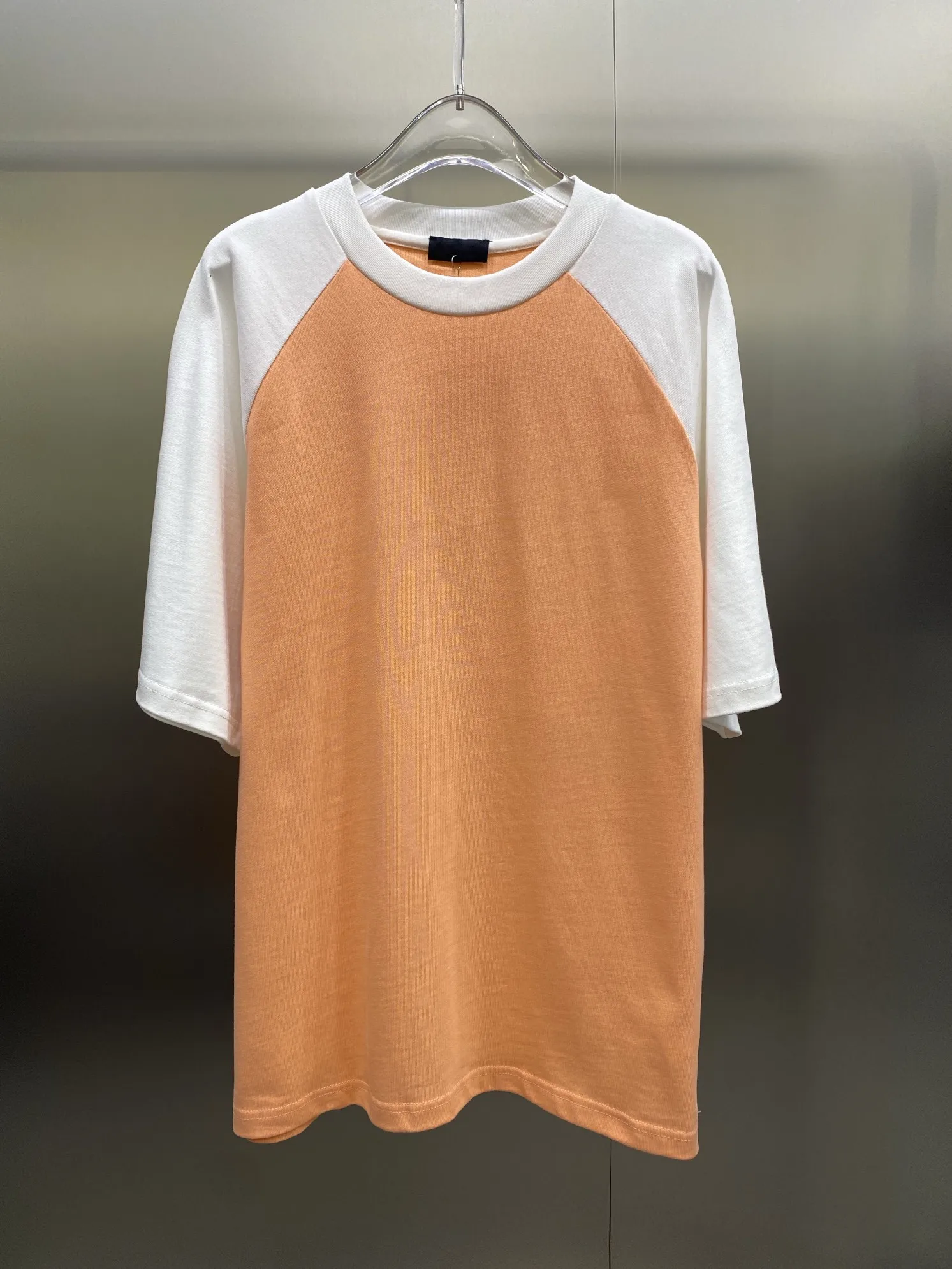 

2022 summer new women's splicing contrast color chest printed cotton loose T-shirt