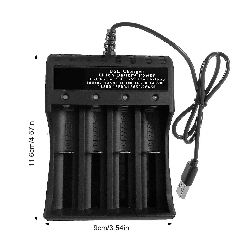 

4-Slot Battery Charger USB Power AA AAA Rechargeable Lithium Battery Charger with LED Indicator