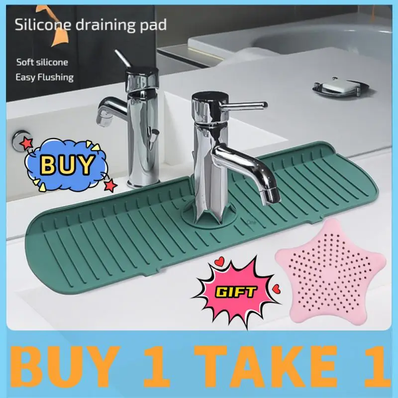 

[Buy 1 Take 1]Silicone Faucet Mat Water Ripples Faucet Drainage Pad Wash Basin Sink Splash Proof Draining Protector Kitchen Tool