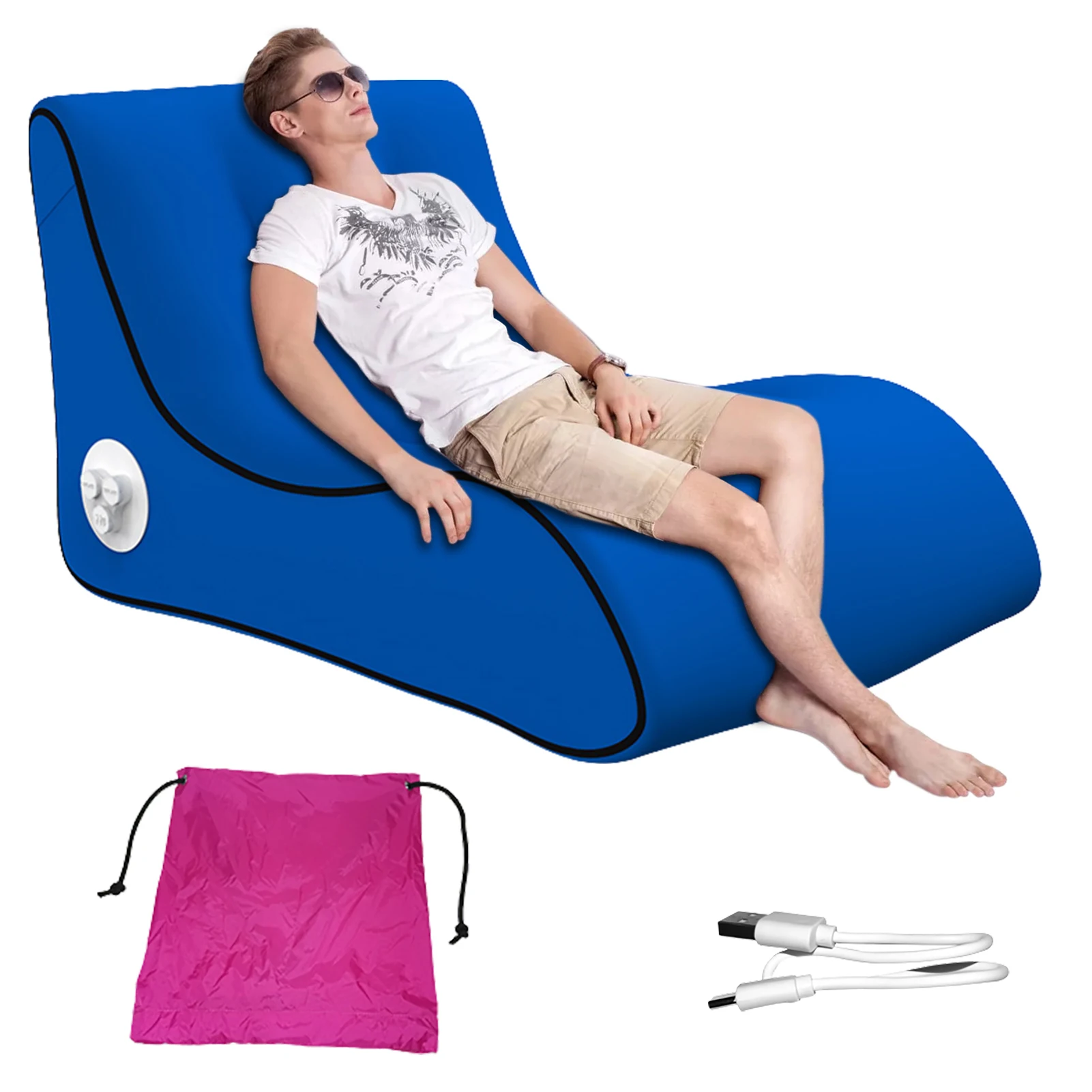 

Inflatable Chair Sofa One-Key Automatic Inflatable Lounger Integrated Electric Pump & Power Bank Camping Inflatable Air Sofa