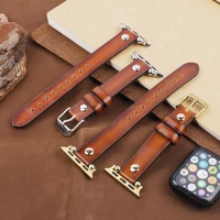 2022 new genuine leather watch band for apple watch 40mm 38mm bracelet strap for iwatch series 7 6 5 4 se vintage watchband