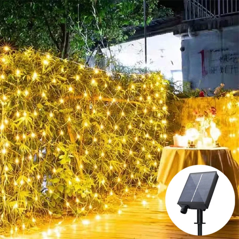 3x2 Solar Power Christmas Garlands LED String Christmas Net Lights Fairy Xmas Party Garden Wedding Decoration Curtain Light 2023