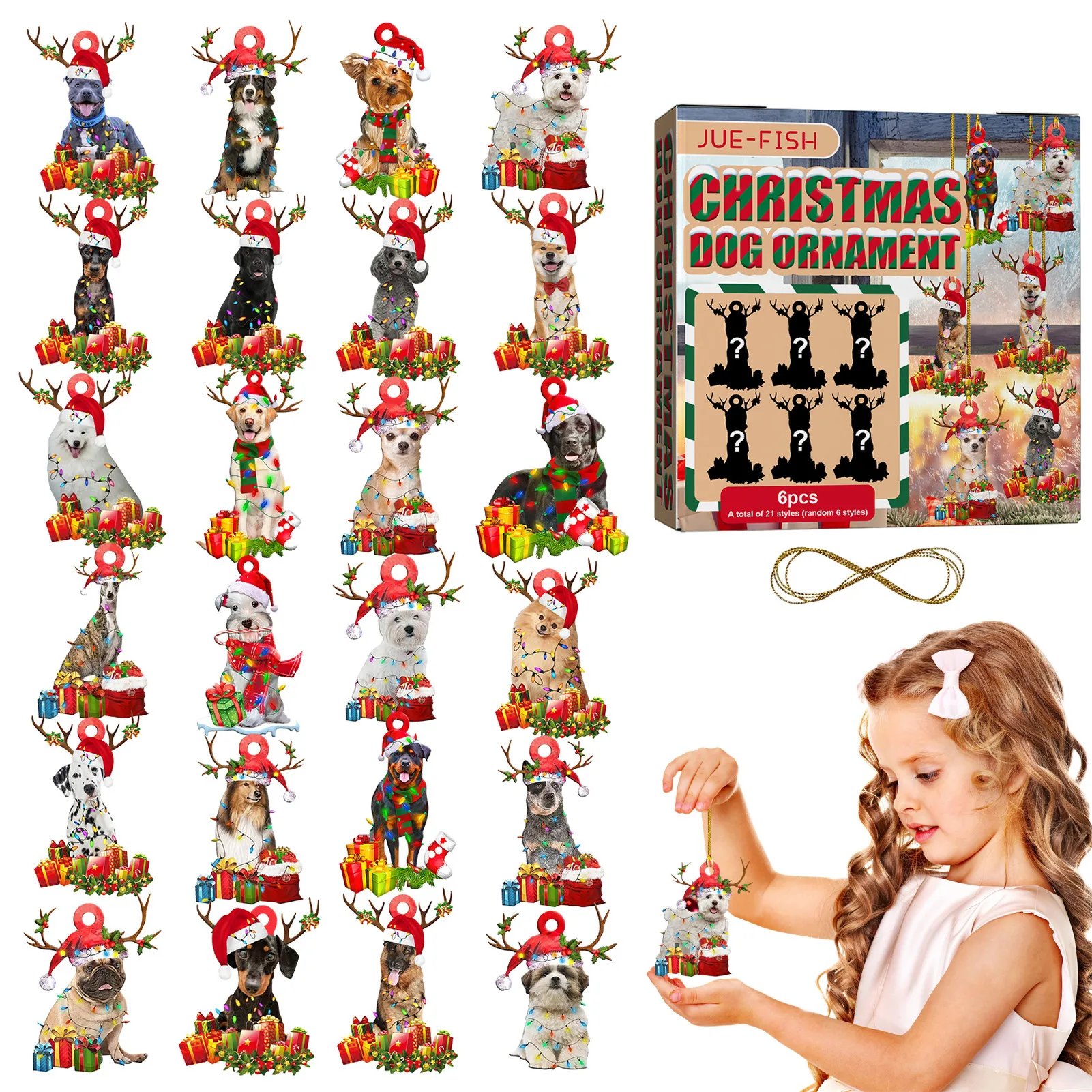 

Глухая коробка 6 шт. рождественские подвесные Подвески Собака деревянные подвесные украшения Декор С Новым Годом детский подарок домашние ...