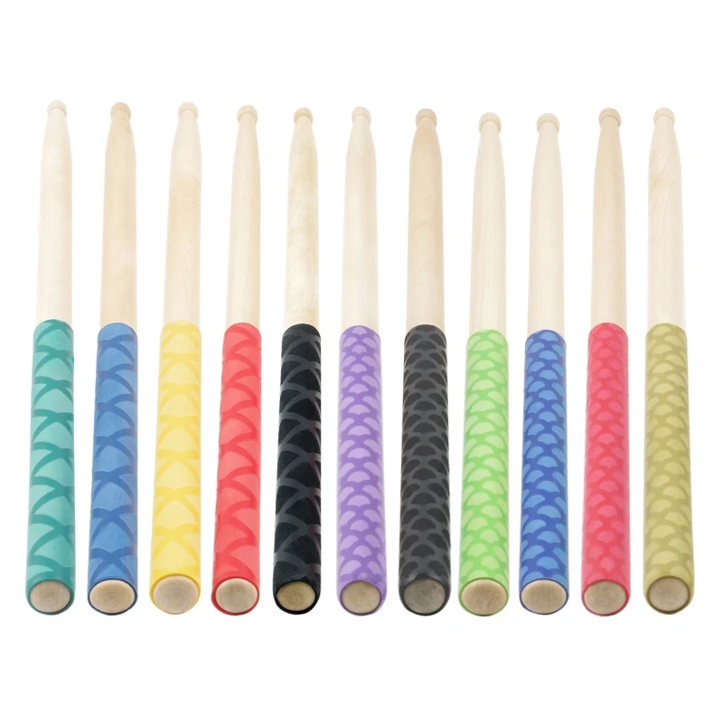 

1 Pair Drum Stick Grips Absorb Sweat Sleeve for 7A 5A 5B 7B Drummers Drumsticks