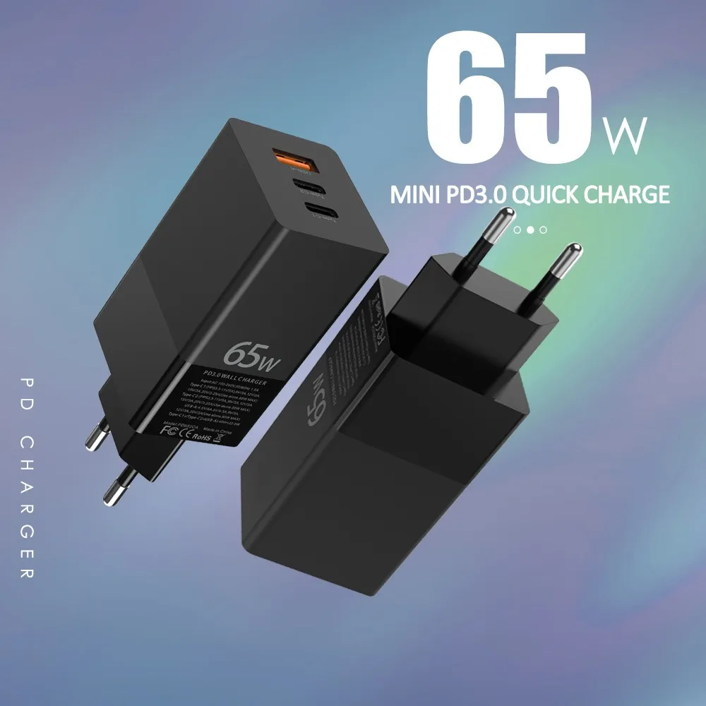 

Зарядное устройство GaN 65 Вт USB C PD45W 20 Вт PPS QC3.0 Адаптер быстрой зарядки Type C для MacBook Samsung S20 S21 Note 20 для iPhone 13 Pro Max