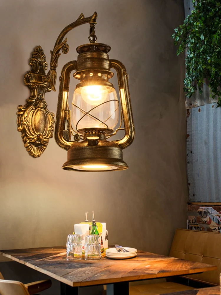 lámpara de pared impermeable lámpara de jardín antigua de aluminio café dorado pasillo café Lámpara de pared aplique retro para bar aplique de pared vintage restaurante