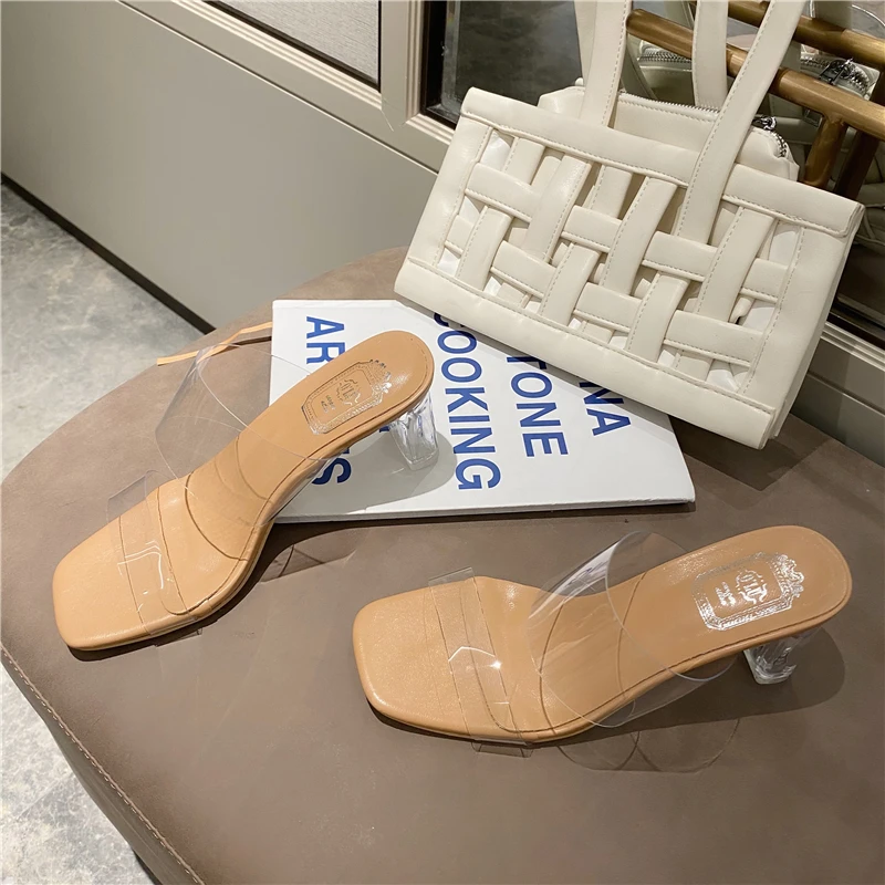 

Сандалии-желе женские прозрачные, Босоножки с открытым квадратным носком, высокий каблук 9 см, летняя обувь