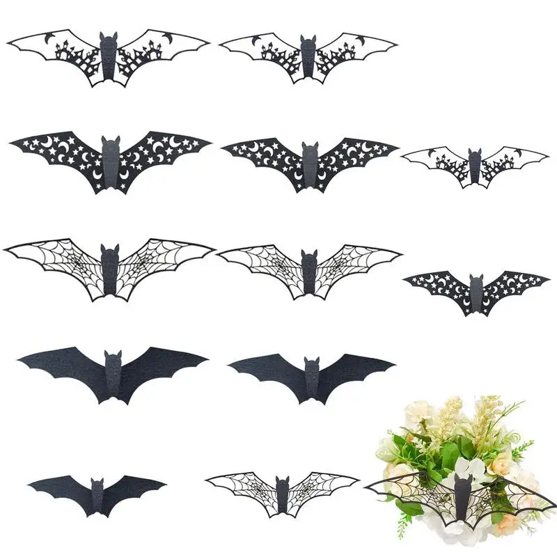 

Halloween Bat Decorations Black Bat Sticker Room Decor New 12Pcs Party DIY Decals Halloween Horror Bats Removable For Party