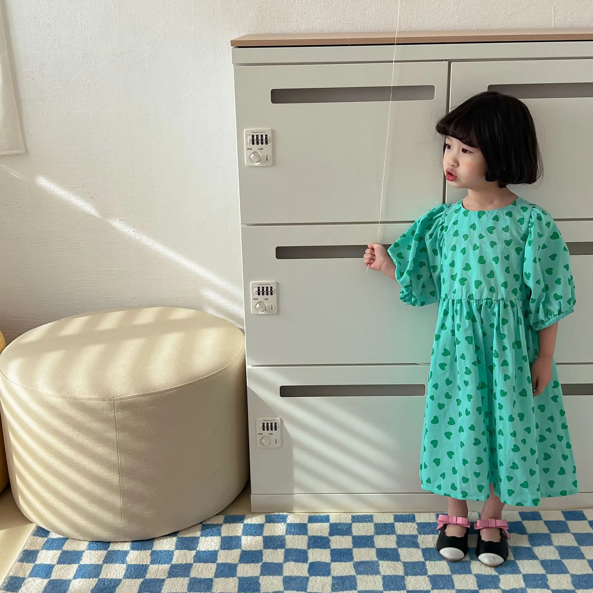 

Summer Little Princess Heart Printing Dresses Half Sleeve Cotton Loose Dress