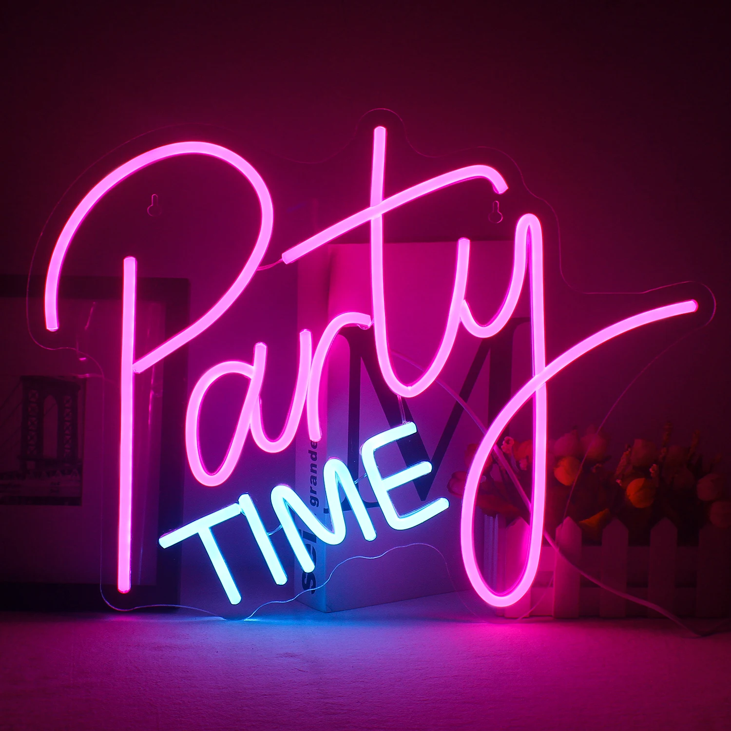 Ineonlife Party Time Lighting Neon Sign LED For Birthdays Weddings Club of Various Festivals Indoor and Outdoor Wall Decoration