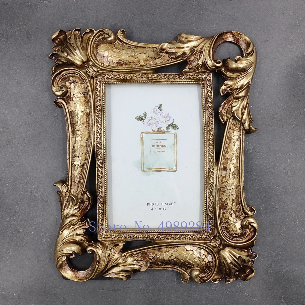 

Creativity Photo Frame Relief Golden 6 Inches Retro Photo Wall Modern Home Desktop Decoration Picture Frames Custom