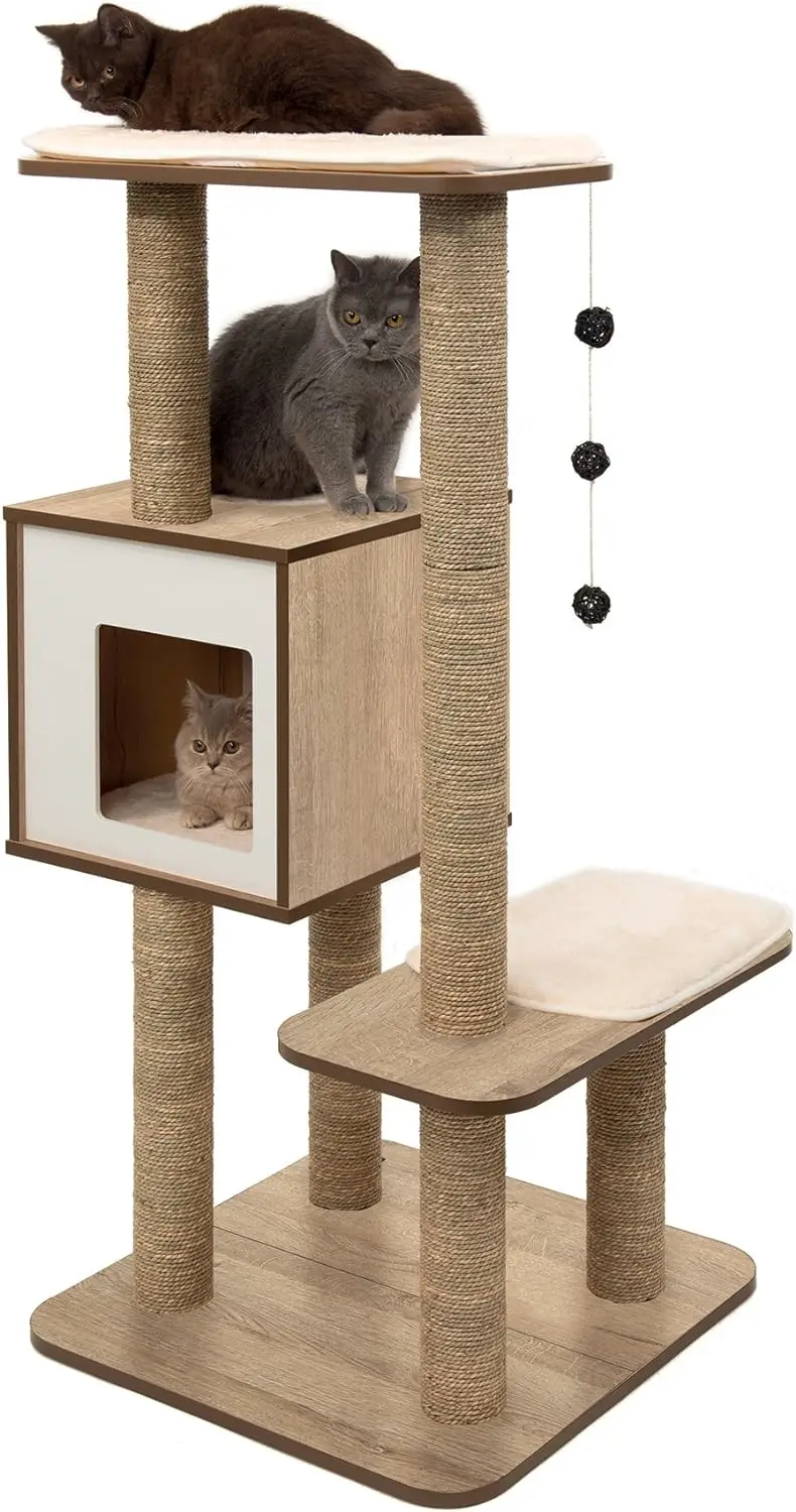 

Кошачье дерево, Высокая основа, дуб, 52063, 56x56x81,5 см (22x22x32 дюйма), принадлежности для кошек, миска с ножками, милая миска, кошачья еда, коврик