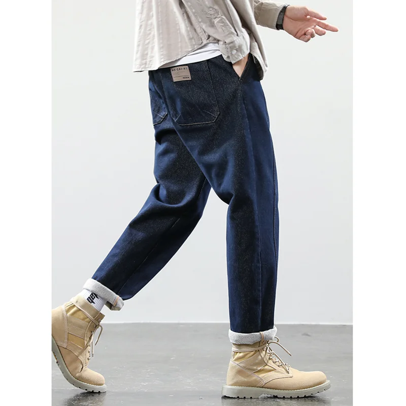 Men Clothing New Pattern 2022 Vintage Trend Temperament Black Jeans Recreational Straight Cylinder Loose Trousers Autumn Female