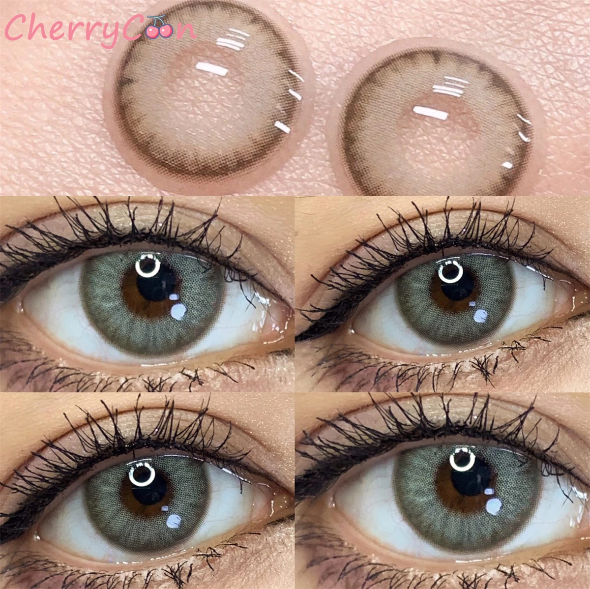 

Розово-зеленые контактные линзы CherryCon, большой красивый зрачок, ежегодные цветные мягкие контактные линзы для глаз, диоптрии для близорукости