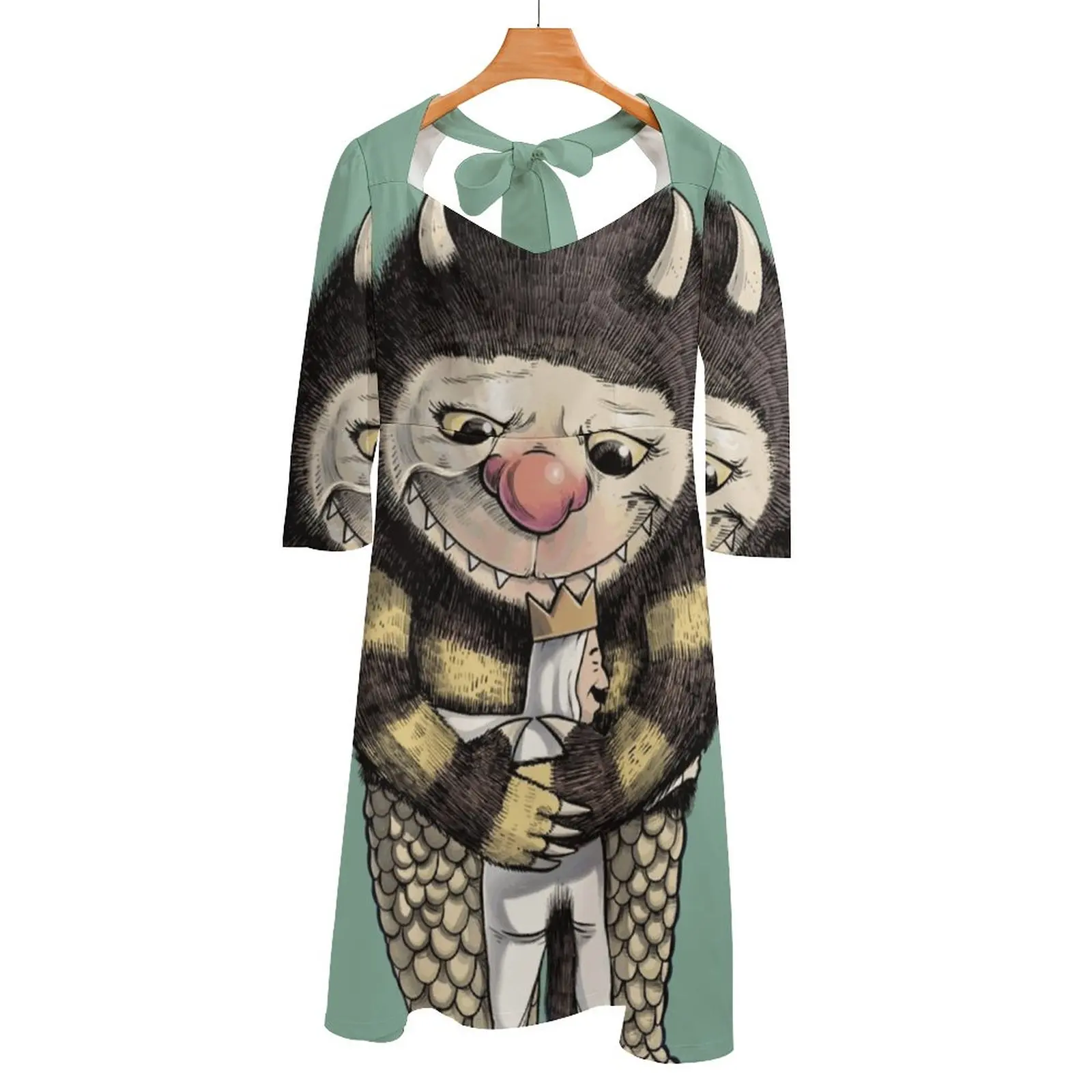 

Never Forget Back Lacing Backless Dress Square Neck Dress Fashion Printed Dress 6Xl Where The Wild Things Are Wild Sendak