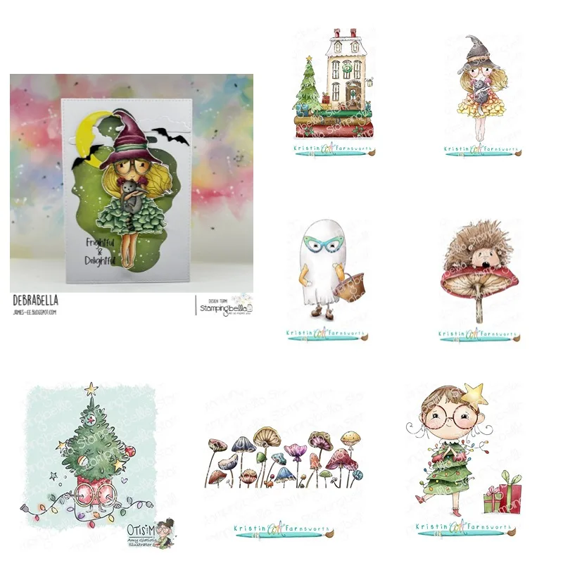 Трафарет Hedgie в виде гриба рождественской девушки привидения ведьма Хэллоуин