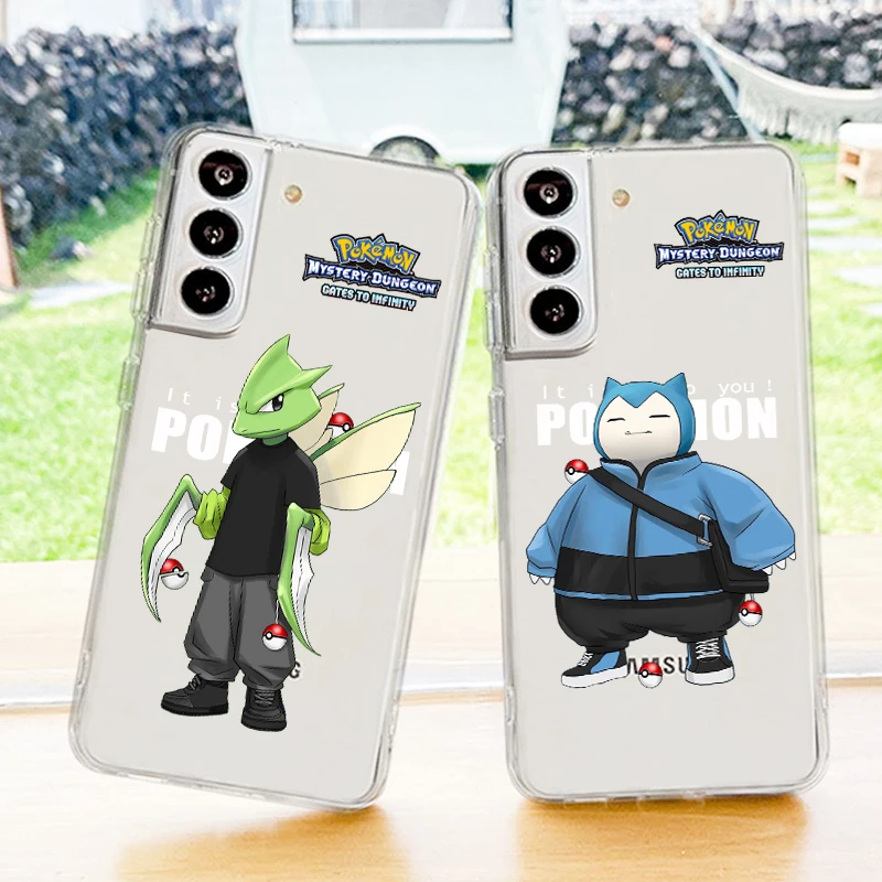 

Pokemon Dragonite Snorlax Art Phone Case For Samsung S23 S22 S21 S20 FE Ultra Pro Lite S10 S9 S8 Plus S7 5G Transparent Cover