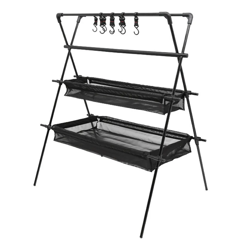 

Outdoor Camping Storage Rack Multi-Layer Cookware Hanger Triangle Stand Aluminum Alloy Storage Shelf Organizer Storage Rack