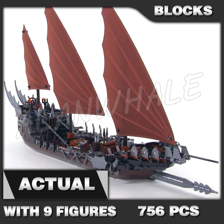 

756pcs Pirate Ship Ambush Ghost Boat Orc catapult King of the Dead 16018 Building Blocks Set Compatible with Model