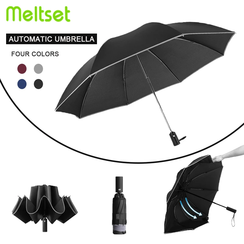 

Automatic Folding Umbrella for Men Women Ten Bone Shade Umbrellas Multifunctional Windproof Rain paraguas Business Parasol
