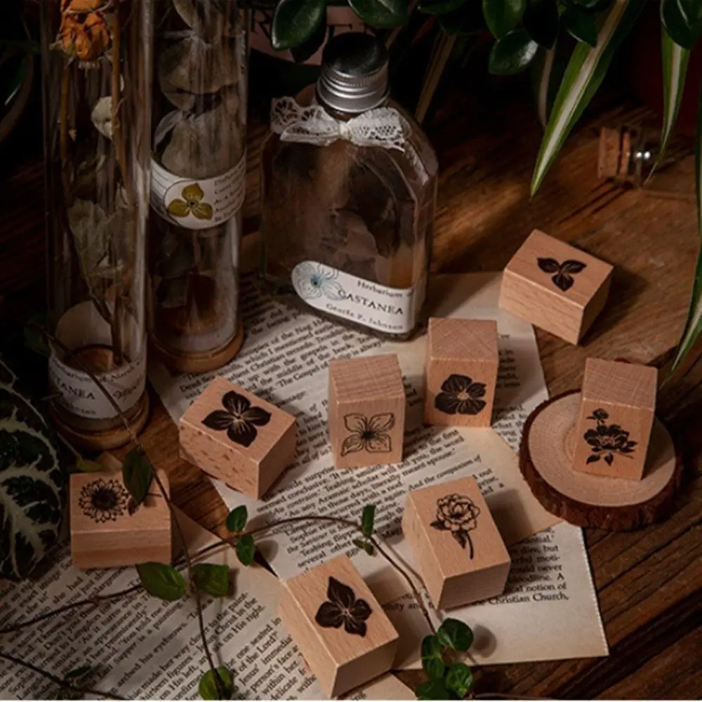

Flowers Plant Postcards Hand Account Scrapbook Diary DIY Decorator Wooden Stamps Student Stationery Rubber Stamps
