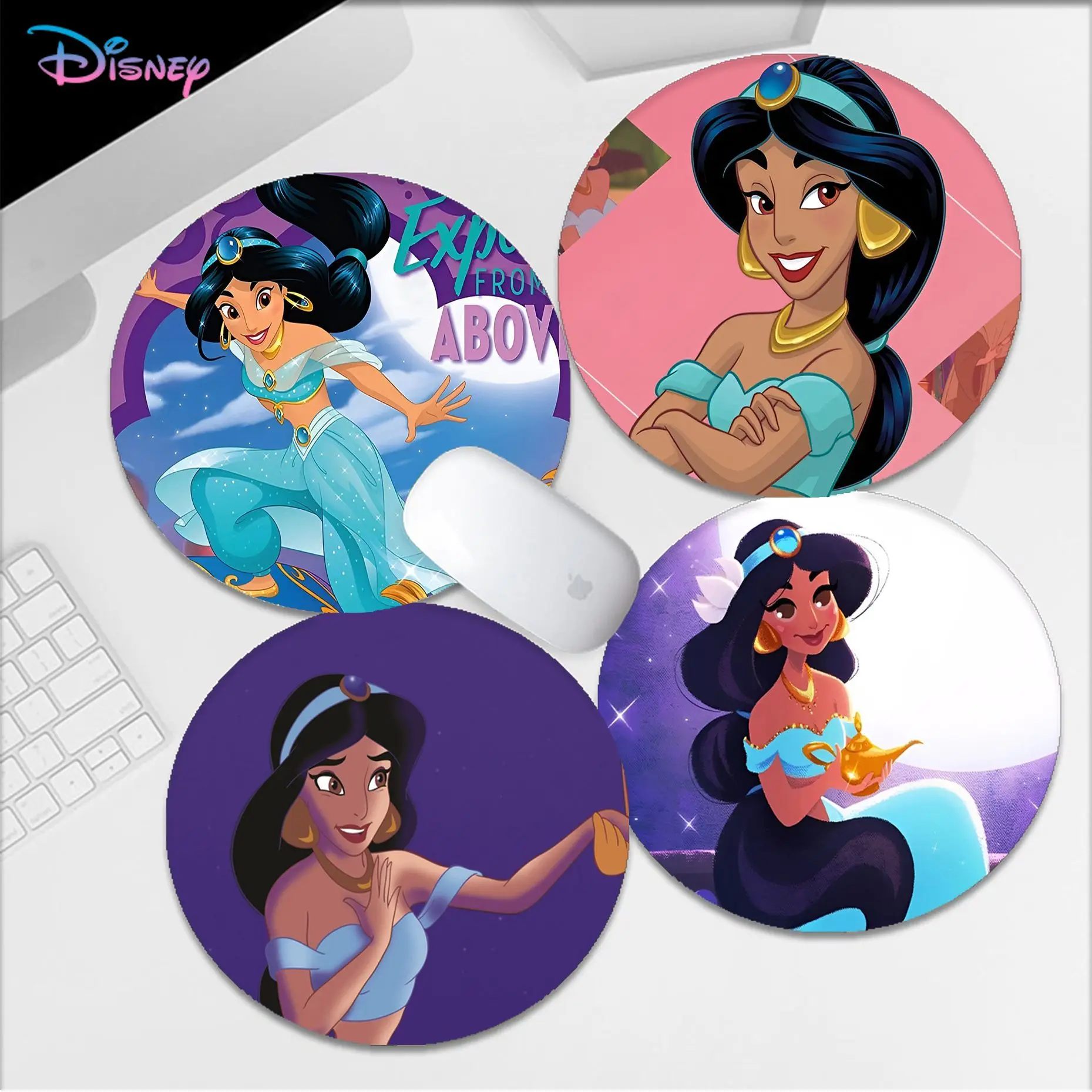 

Disney Aladdin Jasmine princess Mousepad Anti-Slip Round Cabinet Gaming Laptop Notbook Mouse Pad Mouse Mat for PC Gamer Mousemat