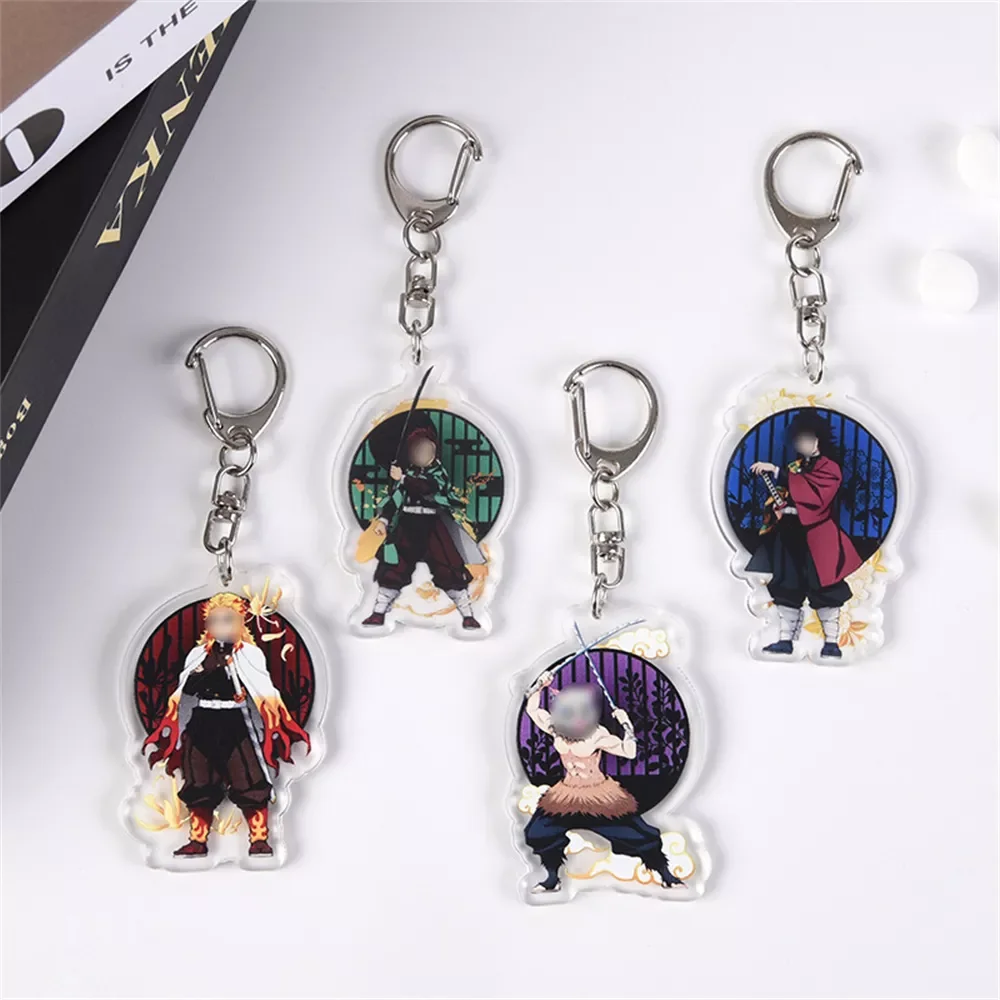 

Demon Slayer Keychain Acrylic Kimetsu no Yaiba Blade of Ghost Keychains Key Cover Chain Keyring Jewelry Accessories Gifts
