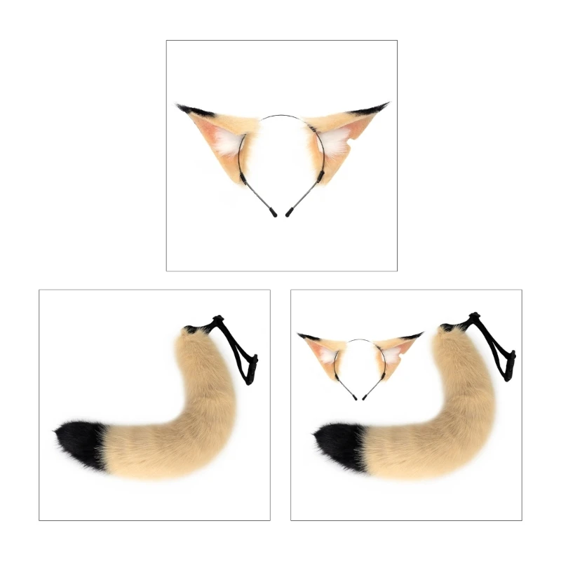

Обруч для волос с кошачьими ушками и хвостом, комплект для взрослых, унисекс, головной убор для Хэллоуина, 449B