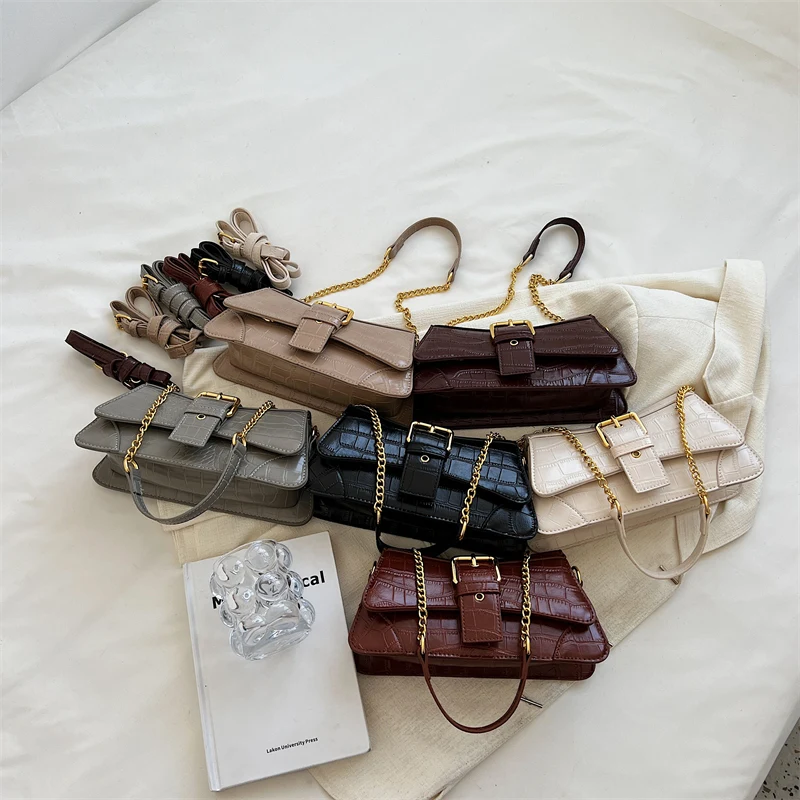 JinManTang Stone Pattern PU Leather Crossbody Bags 2022 Winter Women Fashion Luxury Trend Chain Handbags and Purses