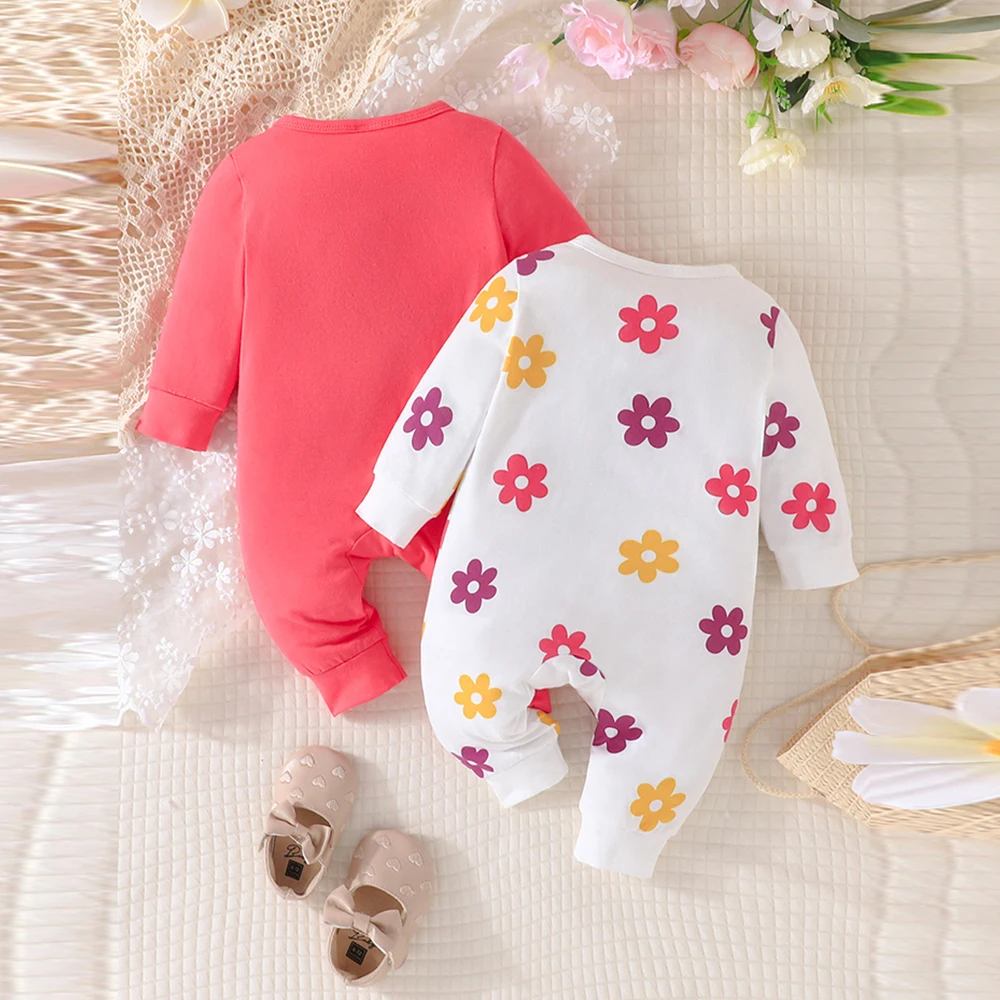 2 шт./партия детский однобортный комбинезон с длинным рукавом и ярким принтом