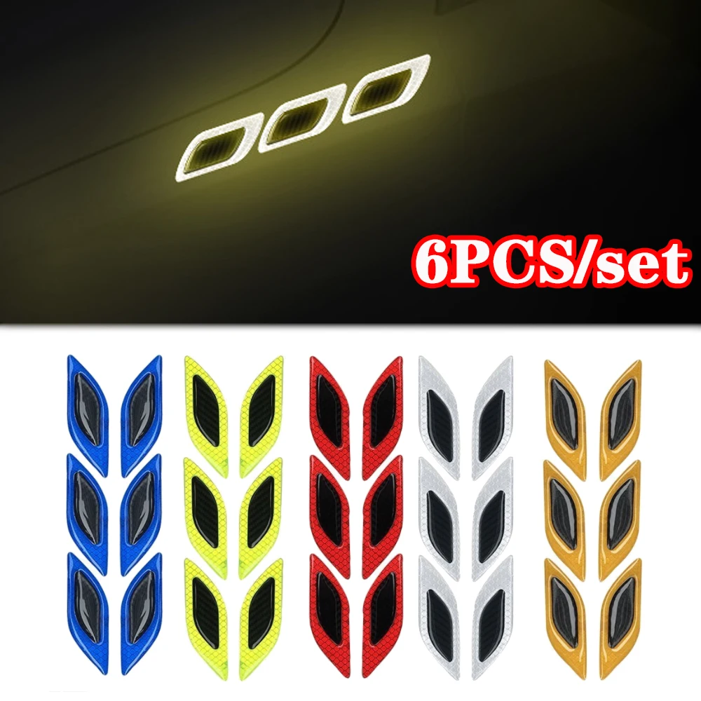 

6pcs/Set 3D Car Reflective Stickers Anti-Scratch Safety Warning Sticker High-Intensity for Truck Auto Exterior Decoration