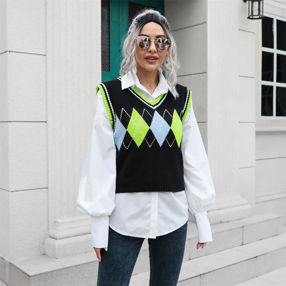 

Pullover Women Sweater V-Neck Punk Long Sleeve Solid 2023 New Spring Pullover Tops Knitted Jumper Woman Lady Sweater