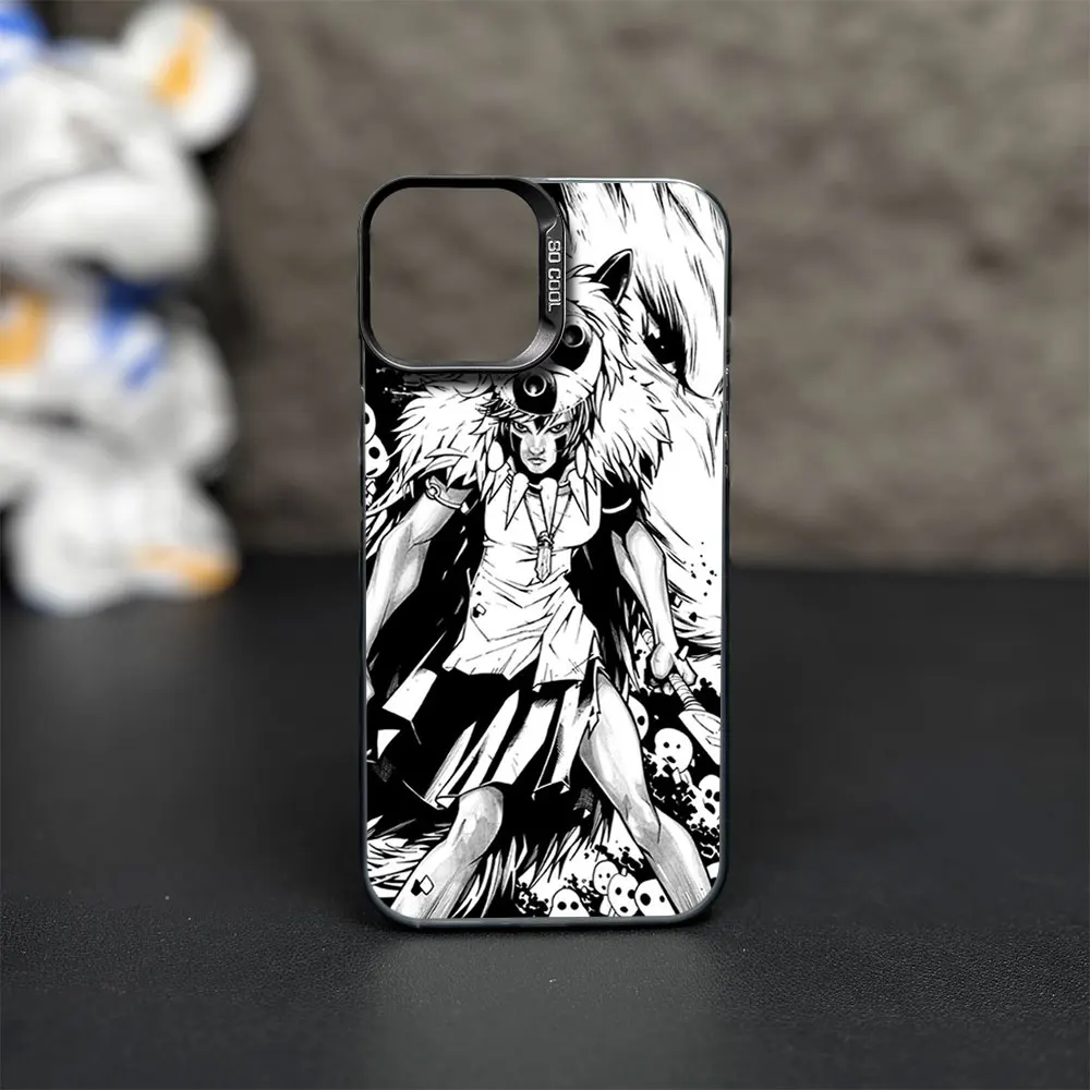Anime P-Princess M-Mononoke Phone Case for iPhone 12 11 13 IMD 14 15 16 Max Pro Plus Laser Cover