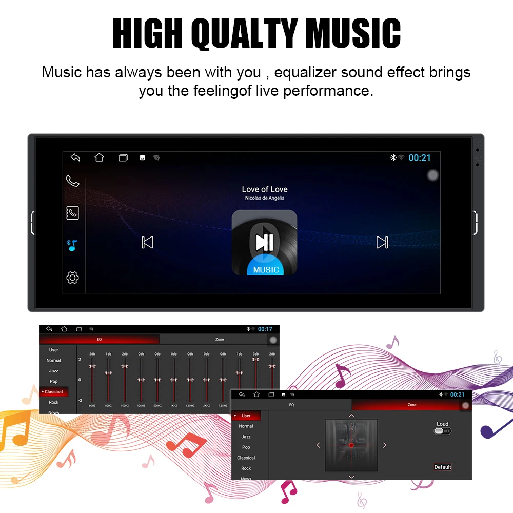 Универсальный Автомобильный приемник Android 11 0 Aux Carplay стерео 6 9 дюйма Bluetooth Wi-Fi USB TF