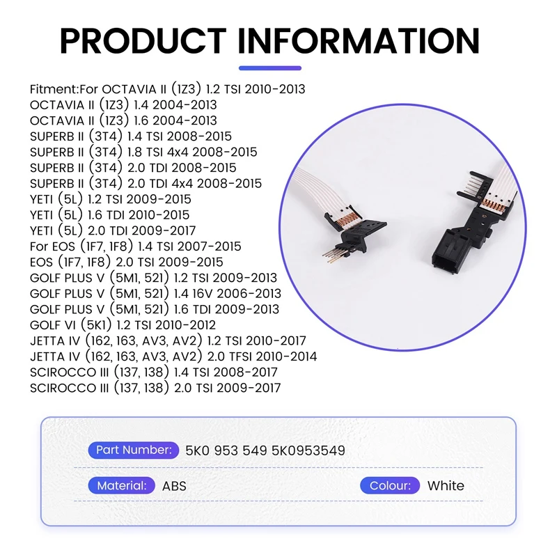 Жгут проводов с вилкой для Golf Jetta Touran Skoda Yedi 5K0 953 549 5K0953549