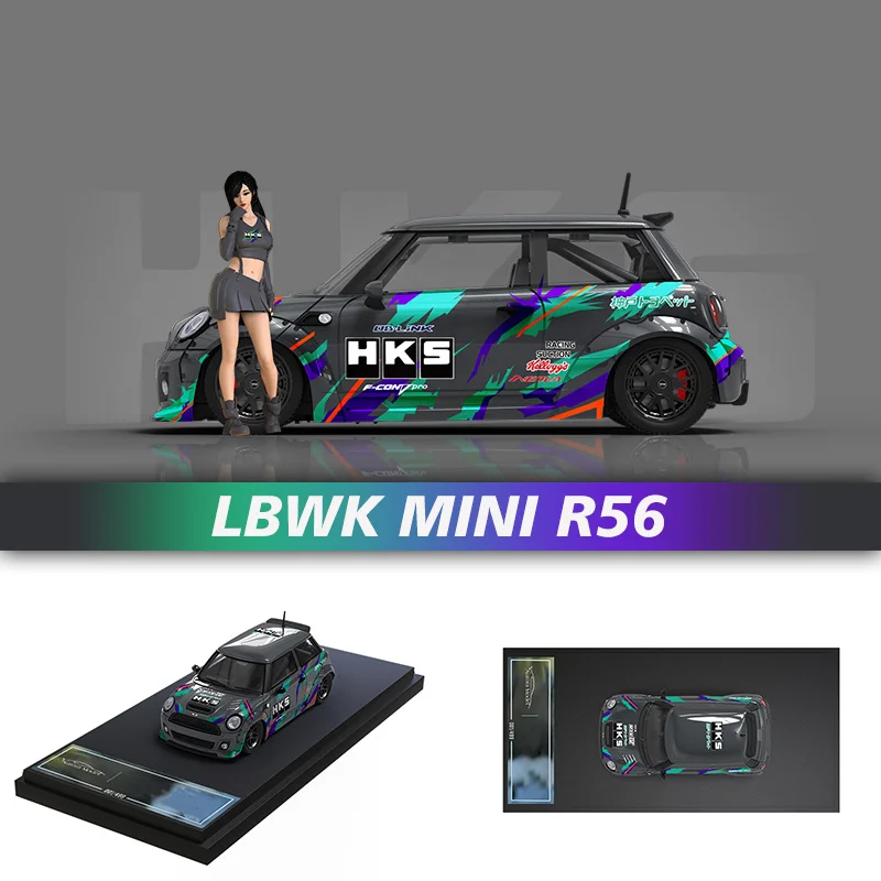 

**Pre Sale** Time Micro 1:64 LBWK MINI R56 Car Model HKS Racing Alloy Diorama Collection Miniature Carros Toys TM