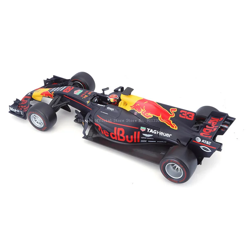Дешево Bburago 1:1 F1 Red Bull гонки TAG Heuer RB13 2017 #33 формула автомобиля статический литой автомобиль Коллекционная модель автомобиля игрушки