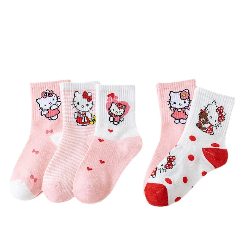 Носки Hello Kitty для девочек 5 пар милые удобные и приятные кожи дышащие впитывающие