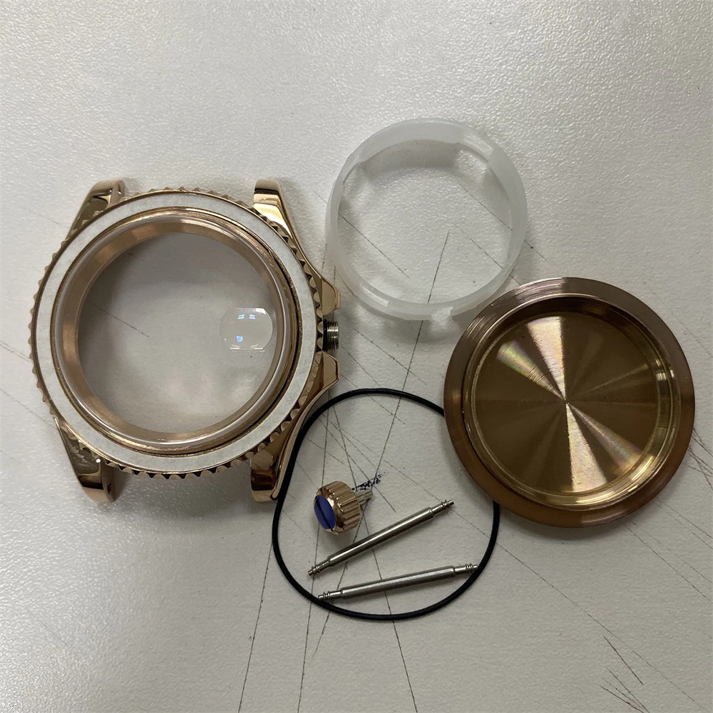 41mm Watch Case Sapphire Glass for Miyoda 8215 8200 8205 Rose Gold Yacht Case for Mingzhu 2813 Mechanical Movement Parts