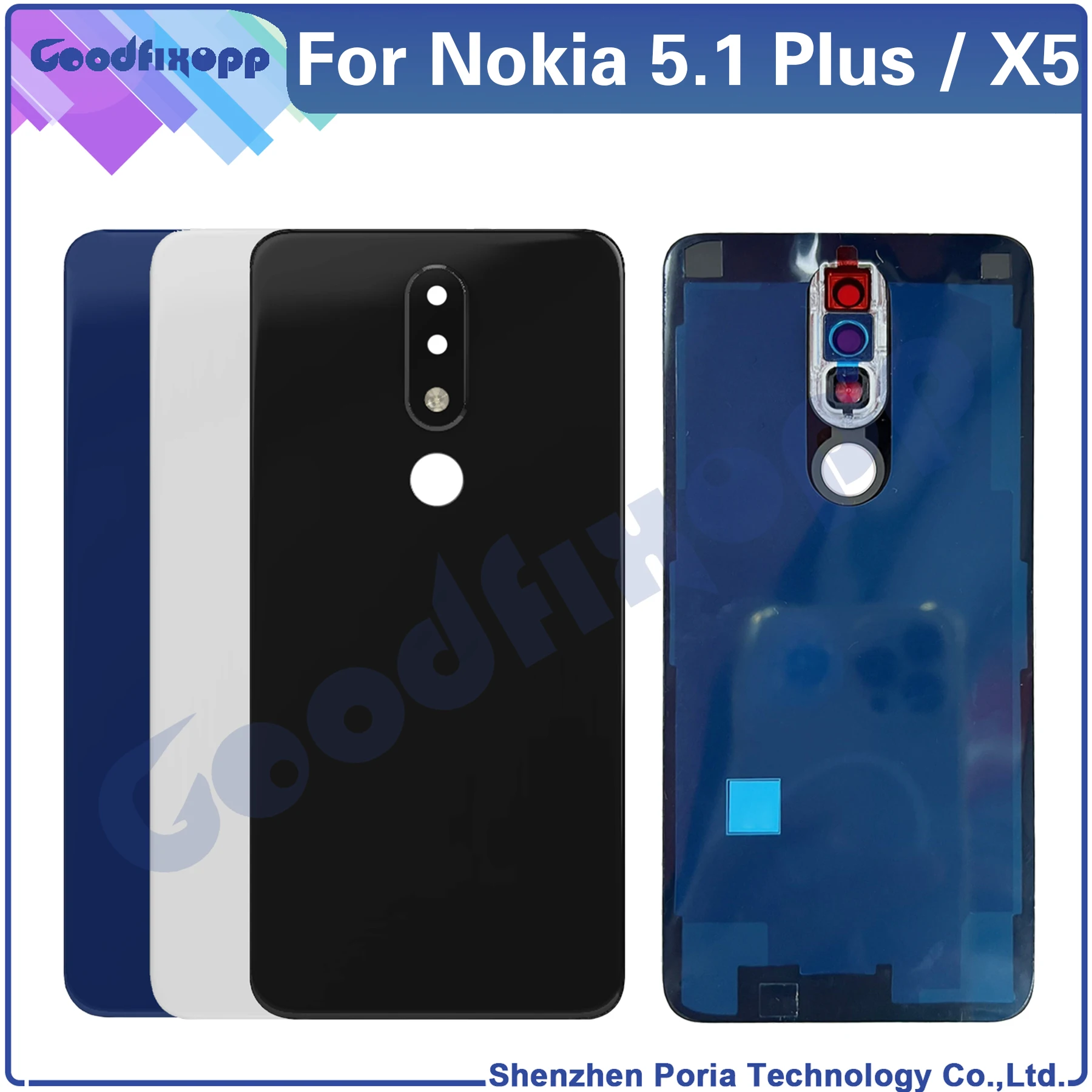 

For Nokia 5.1 Plus X5 ​TA-1120 TA-1105 TA-1102 5.1Plus Back Cover Door Housing Case Rear Cover Battery Cover