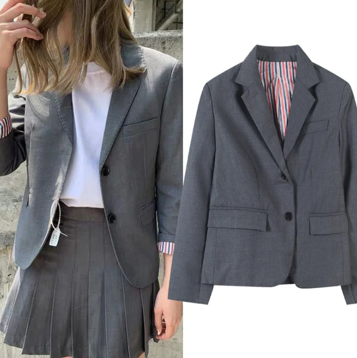 Spring and Autumn British College wind tb gray small suit casual suit female self-cultivation professional OL short coat