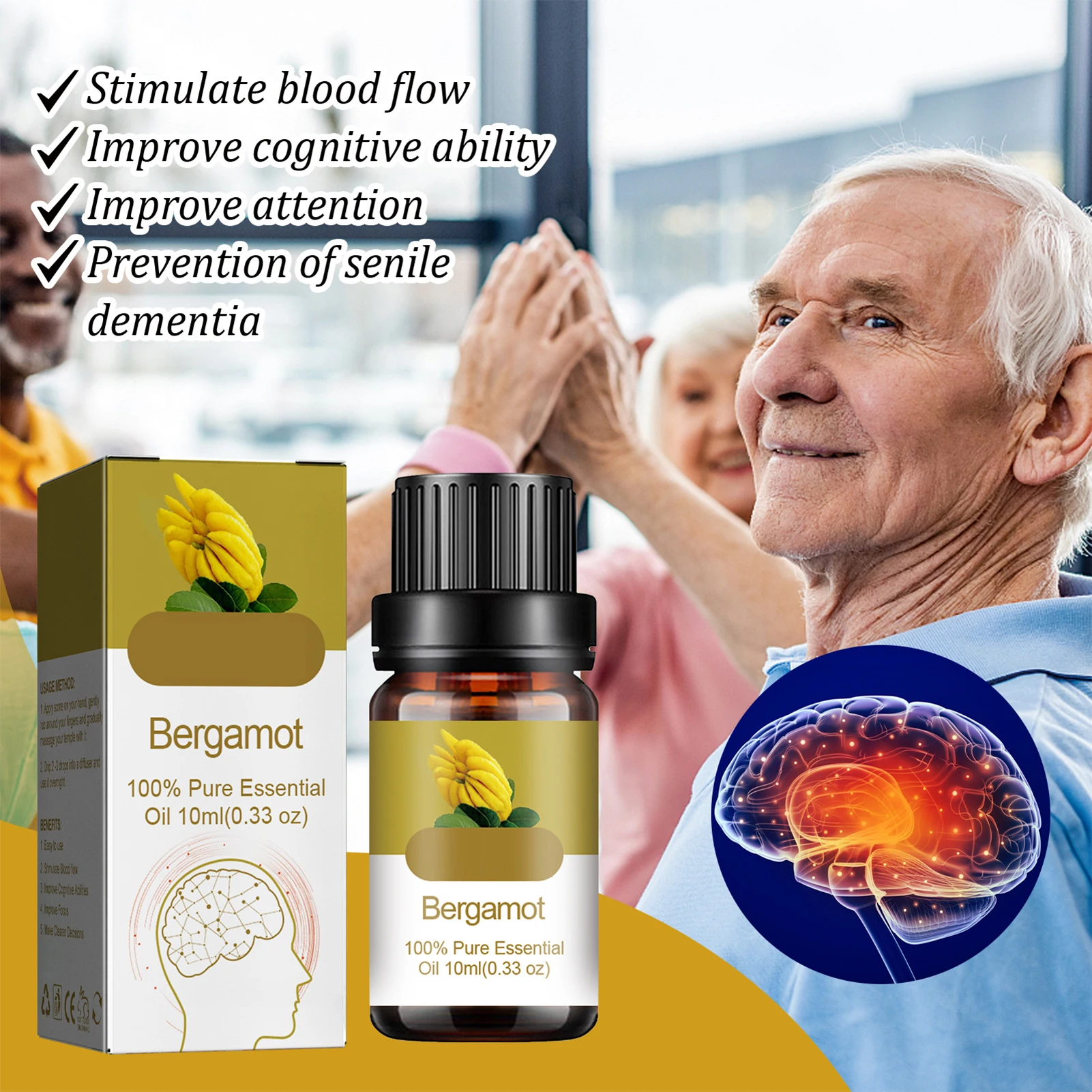 

10ML Alzheimer's Prevention Natural Oils Improve Cognitive Ability Alzheimer's Prevention Solution Attention Boost Essential oil
