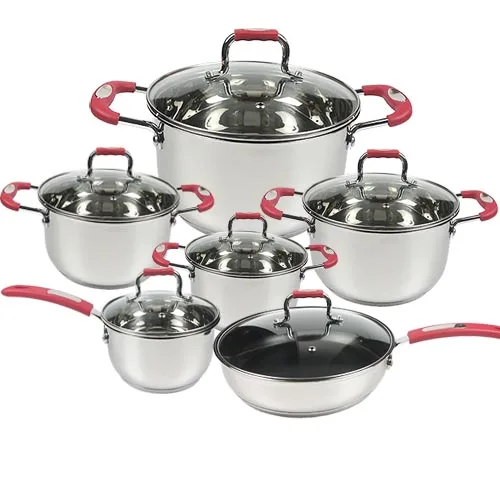 

12 pcs cookware set glass lid stainless steel cookware set kitchen non stick pots and pans kitchen utensils set cooking tools